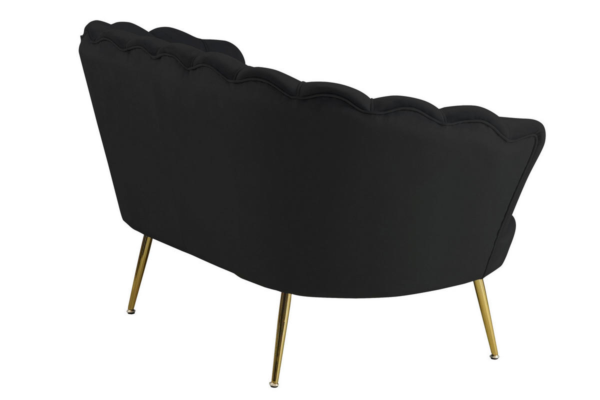 2-SITZER-SOFA in Samt Schwarz  - Goldfarben/Schwarz, MODERN, Textil/Metall (136/78/77cm) - Livetastic