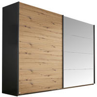 SCHWEBETÜRENSCHRANK in Grau, Eiche Artisan  - Eiche Artisan/Grau, Basics, Glas/Holzwerkstoff (271/210/62cm) - Xora