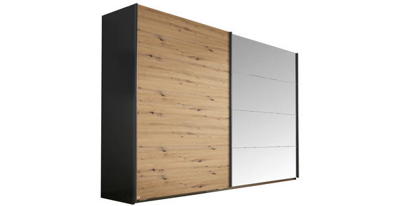 SCHWEBETÜRENSCHRANK  in Grau, Eiche Artisan  - Eiche Artisan/Grau, Basics, Glas/Holzwerkstoff (271/210/62cm) - Xora