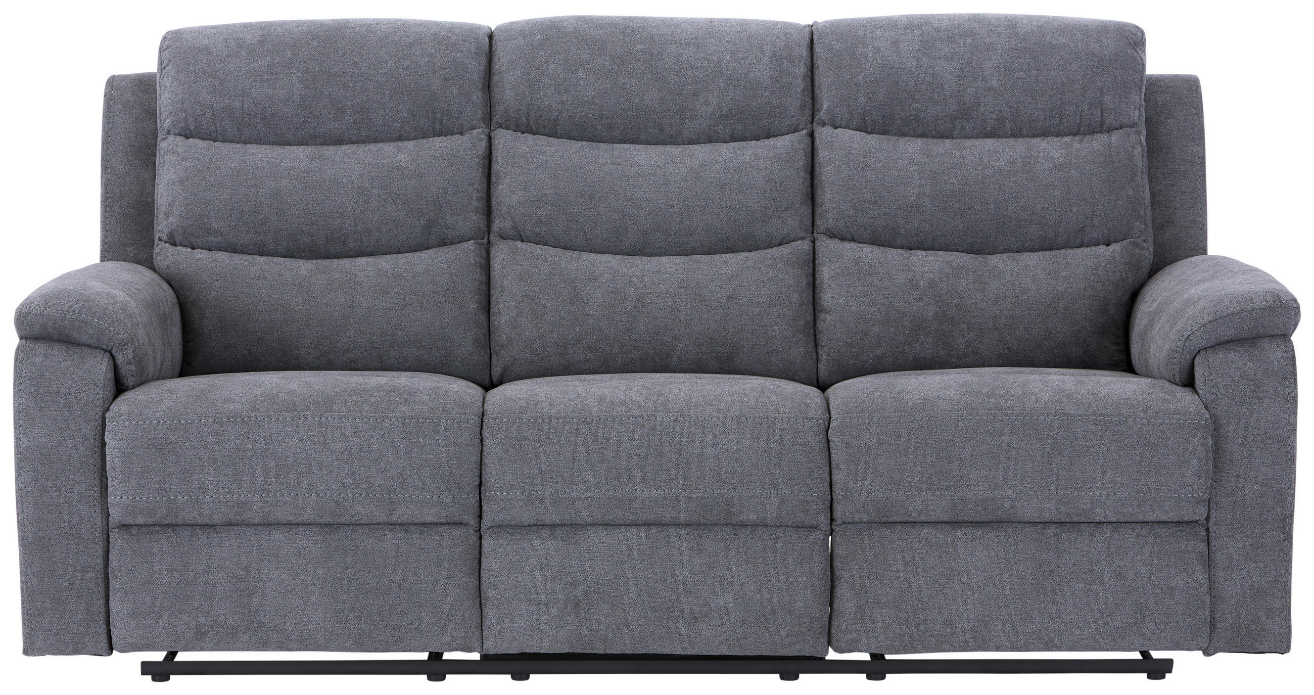 3-SITZER-SOFA Webstoff Grau  - Schwarz/Grau, KONVENTIONELL, Kunststoff/Textil (208/102/93cm) - P & B