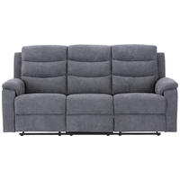3-SITZER-SOFA Webstoff Grau  - Schwarz/Grau, KONVENTIONELL, Kunststoff/Textil (208/102/93cm) - P & B