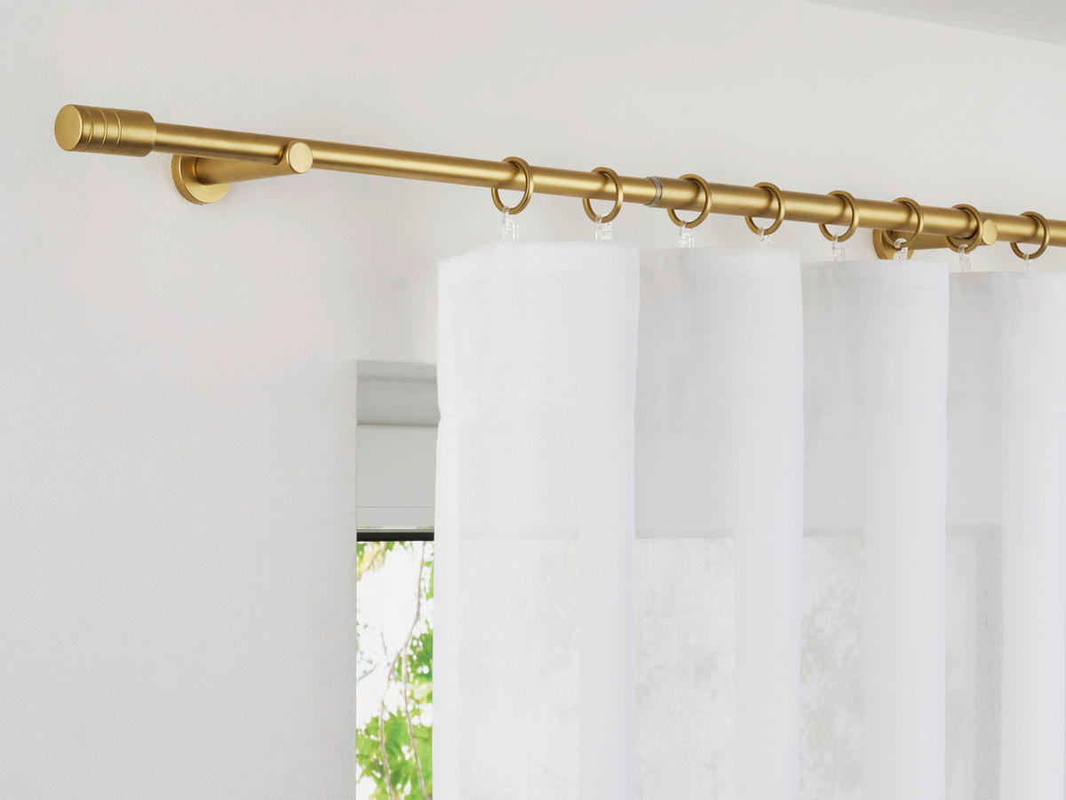 VORHANGSTANGENSET  120 cm  - Goldbraun, Basics, Metall (120cm)