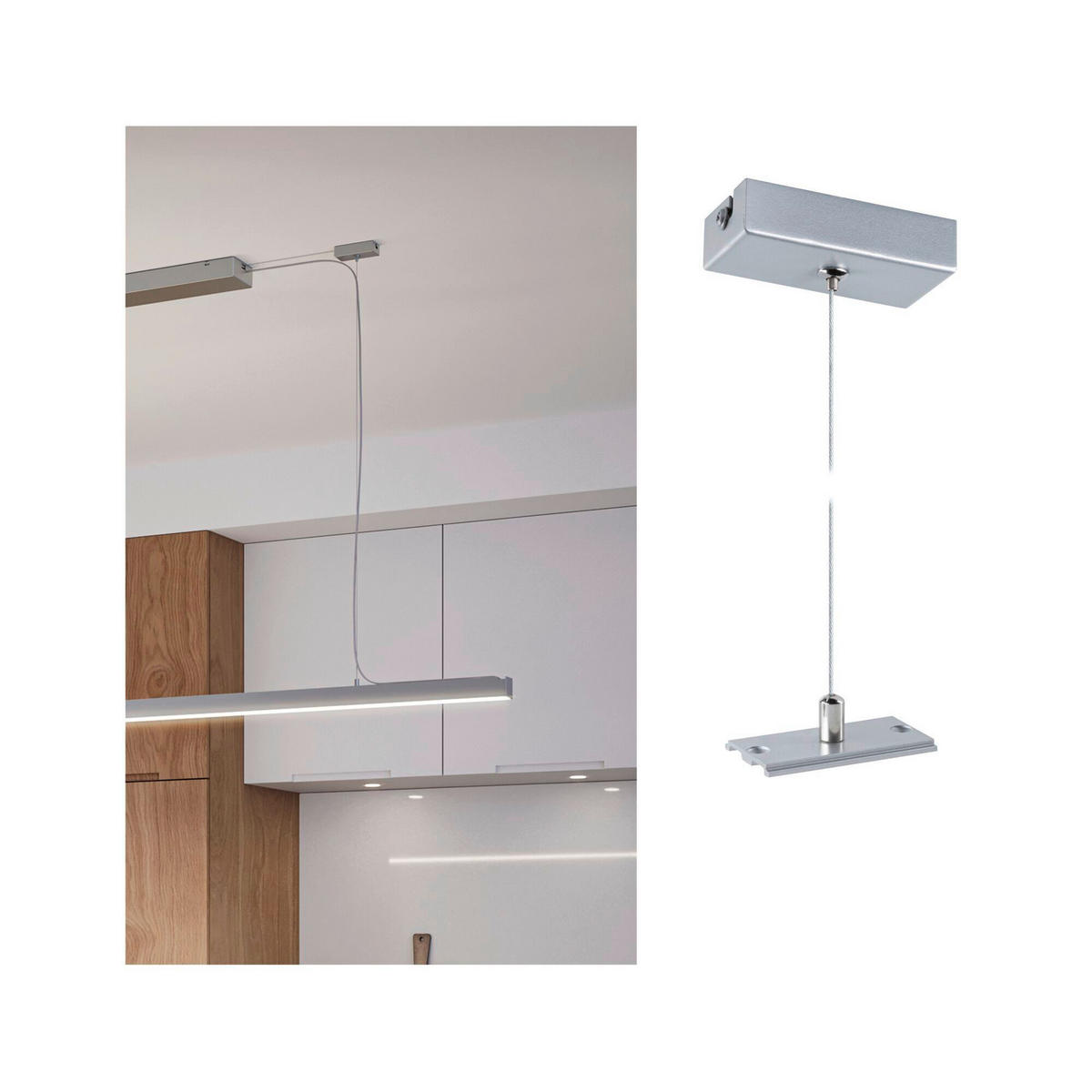 SCHIENENSYSTEM-ABHÄNGUNG - Chromfarben, Basics, Metall (4/8/150cm) - Paulmann