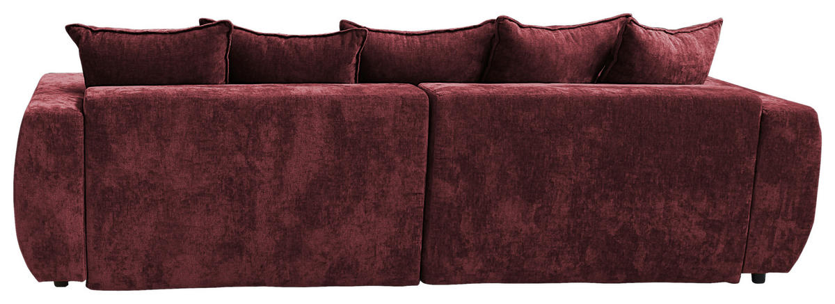 BOXSPRINGSOFA Velours Bordeaux  - Bordeaux/Schwarz, Trend, Kunststoff/Textil (292/71-99/127cm) - Livetastic