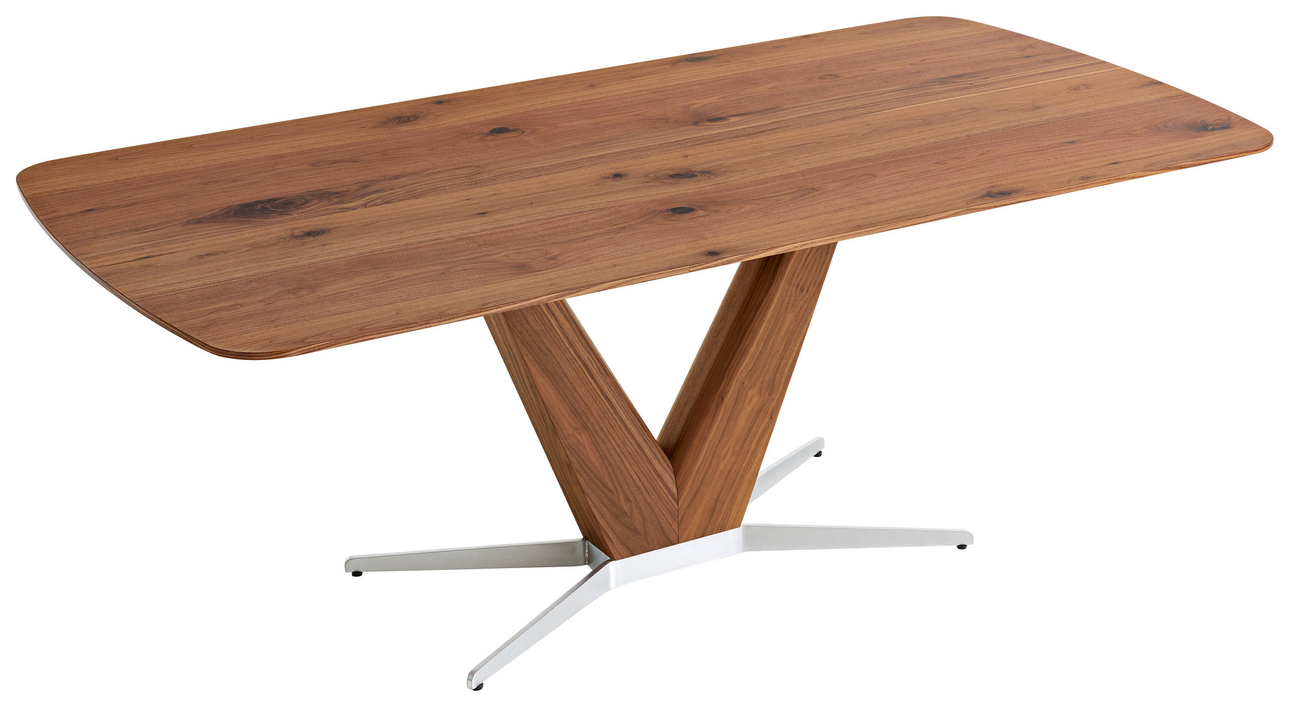 ESSTISCH Amerikanischer Nussbaum furniert rechteckig Nussbaumfarben, Edelstahlfarben  - Edelstahlfarben/Nussbaumfarben, Design, Holz/Holzwerkstoff (200/100/76cm) - Koinor