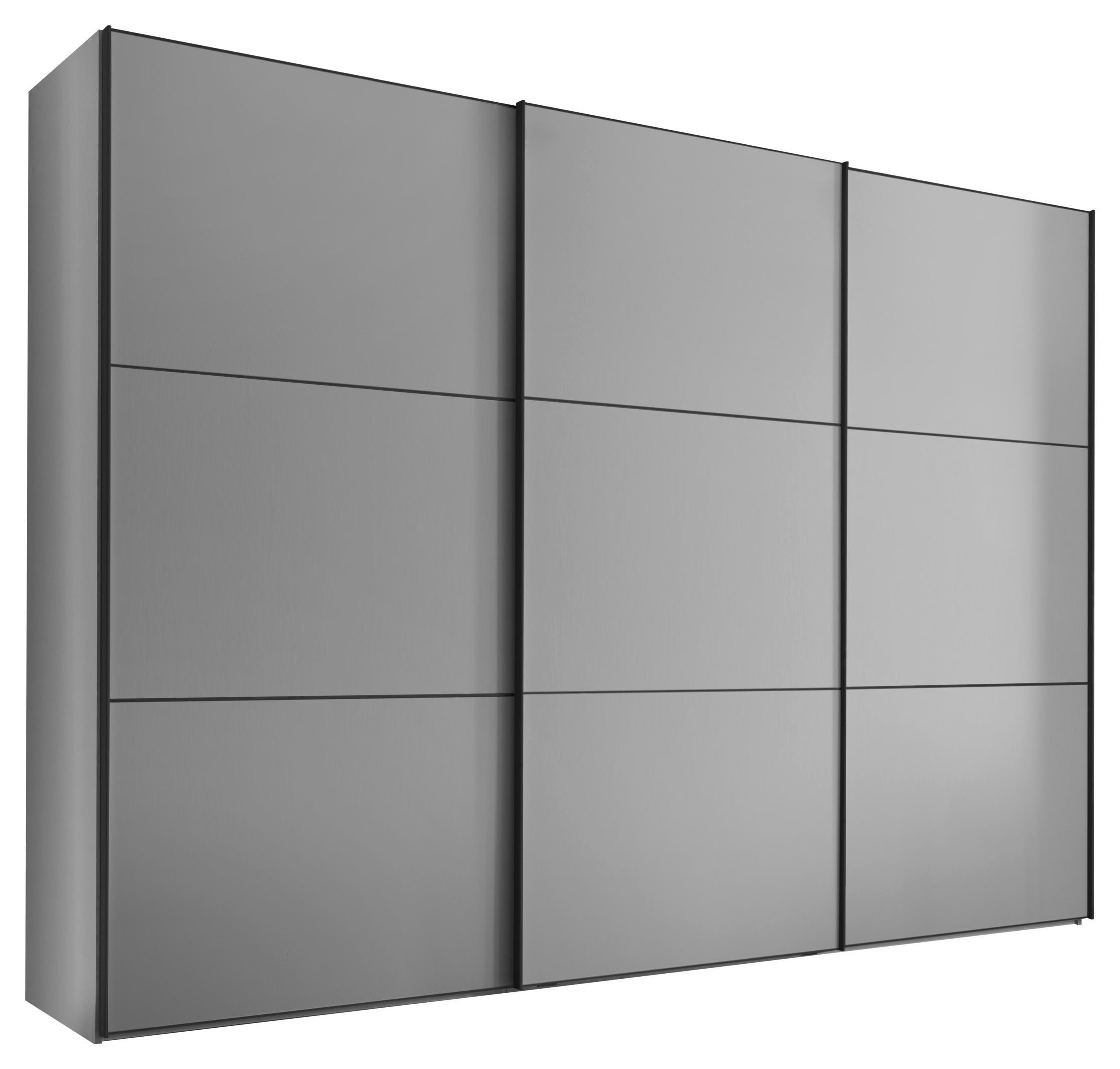 SCHWEBETÜRENSCHRANK in Hellgrau  - Hellgrau/Schwarz, Holzwerkstoff/Metall (280/222/68cm) - Moderano