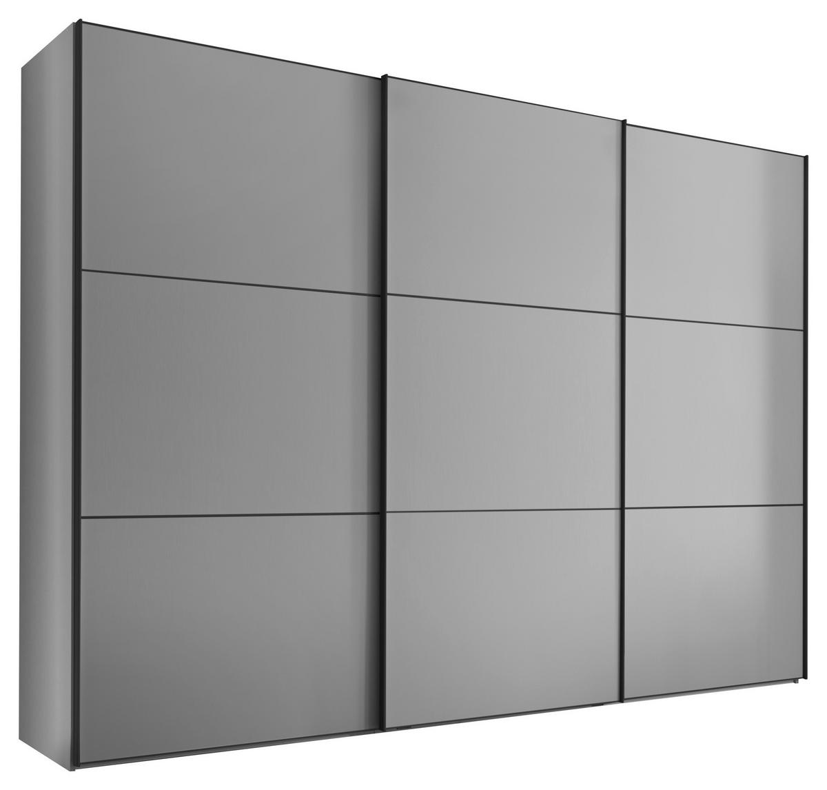 SCHWEBETÜRENSCHRANK in Hellgrau  - Hellgrau/Schwarz, Holzwerkstoff/Metall (280/222/68cm) - Moderano