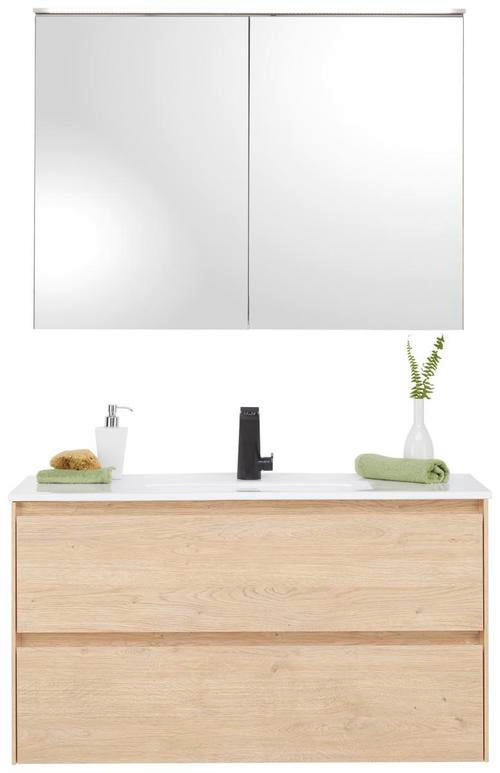 BADEZIMMER in 100 cm - Hellbraun/Weiß, KONVENTIONELL, Keramik/Holzwerkstoff (100cm) - Emilio Belluti