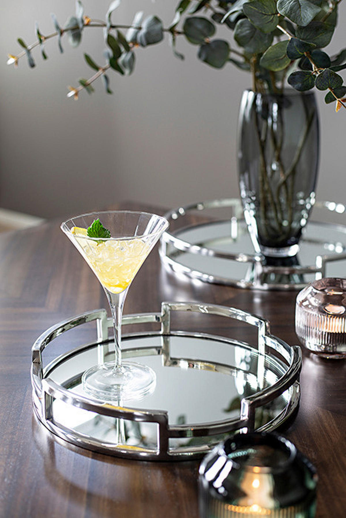 DEKOTABLETT - Silberfarben, Basics, Glas/Metall (30/5cm) - Fink