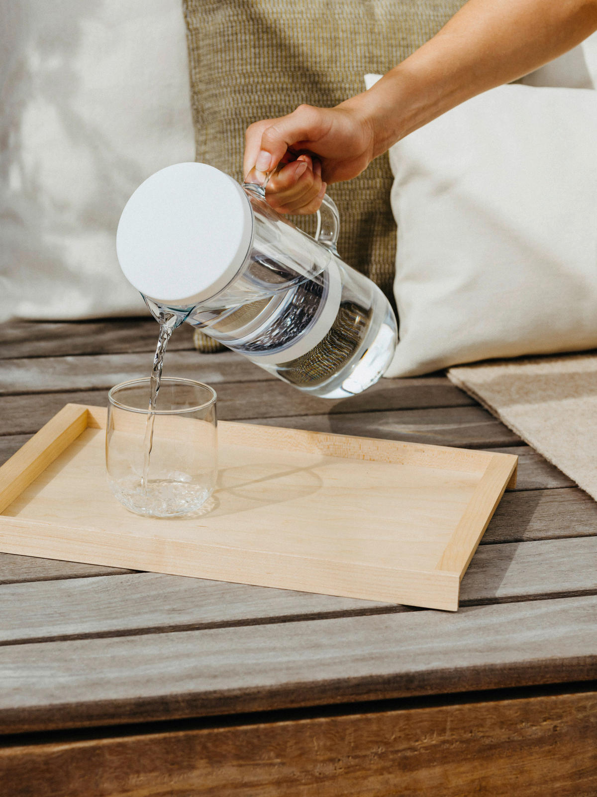TISCHWASSERFILTER  Lucy  - Klar/Weiß, Trend, Glas/Kunststoff (2l) - waterdrop