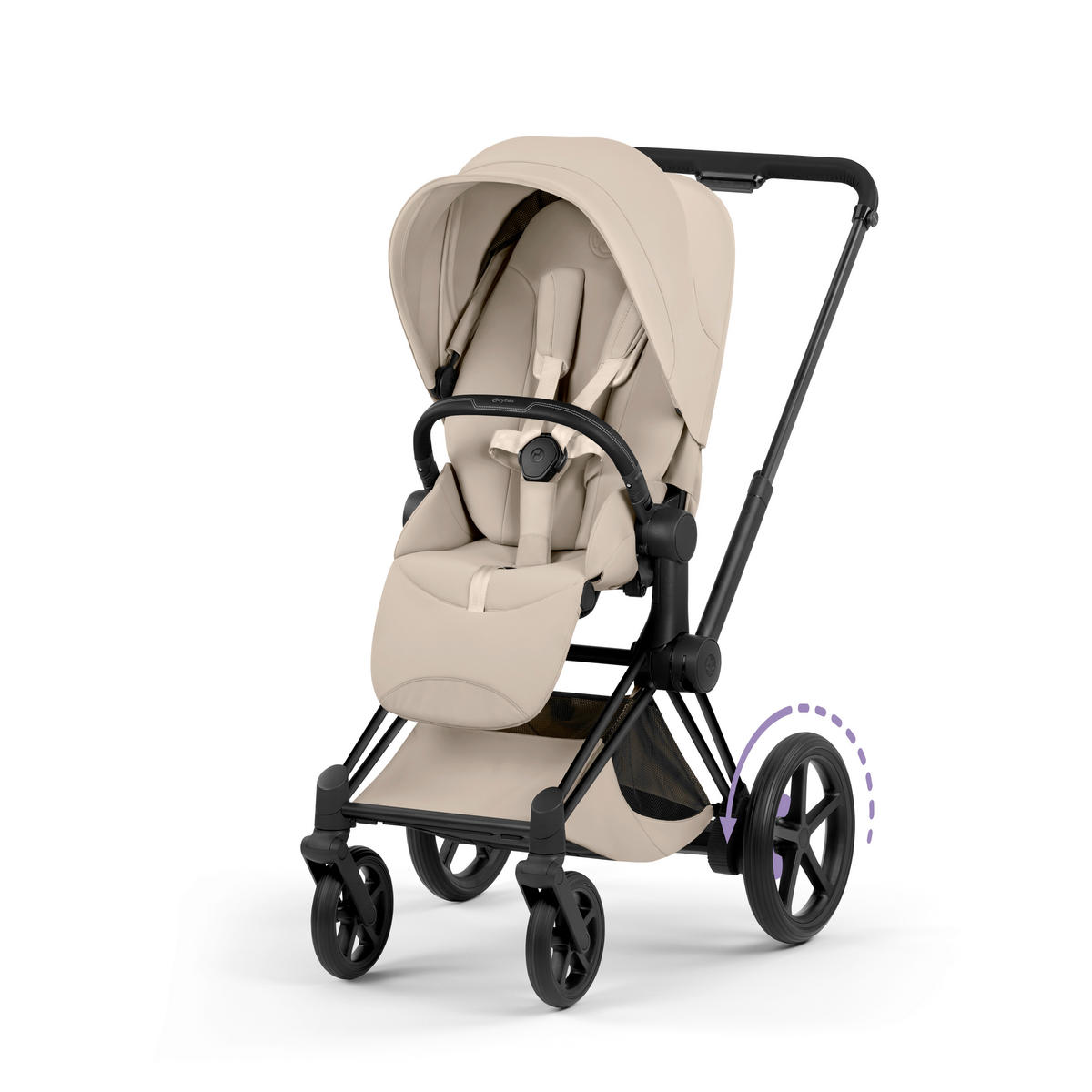 KOMBIKINDERWAGEN  ePRIAM Comfort Matt Black  Cozy Beige  - Beige/Schwarz, Basics, Kunststoff/Textil (84-93,5/60/100-109cm) - cybex PLATINUM