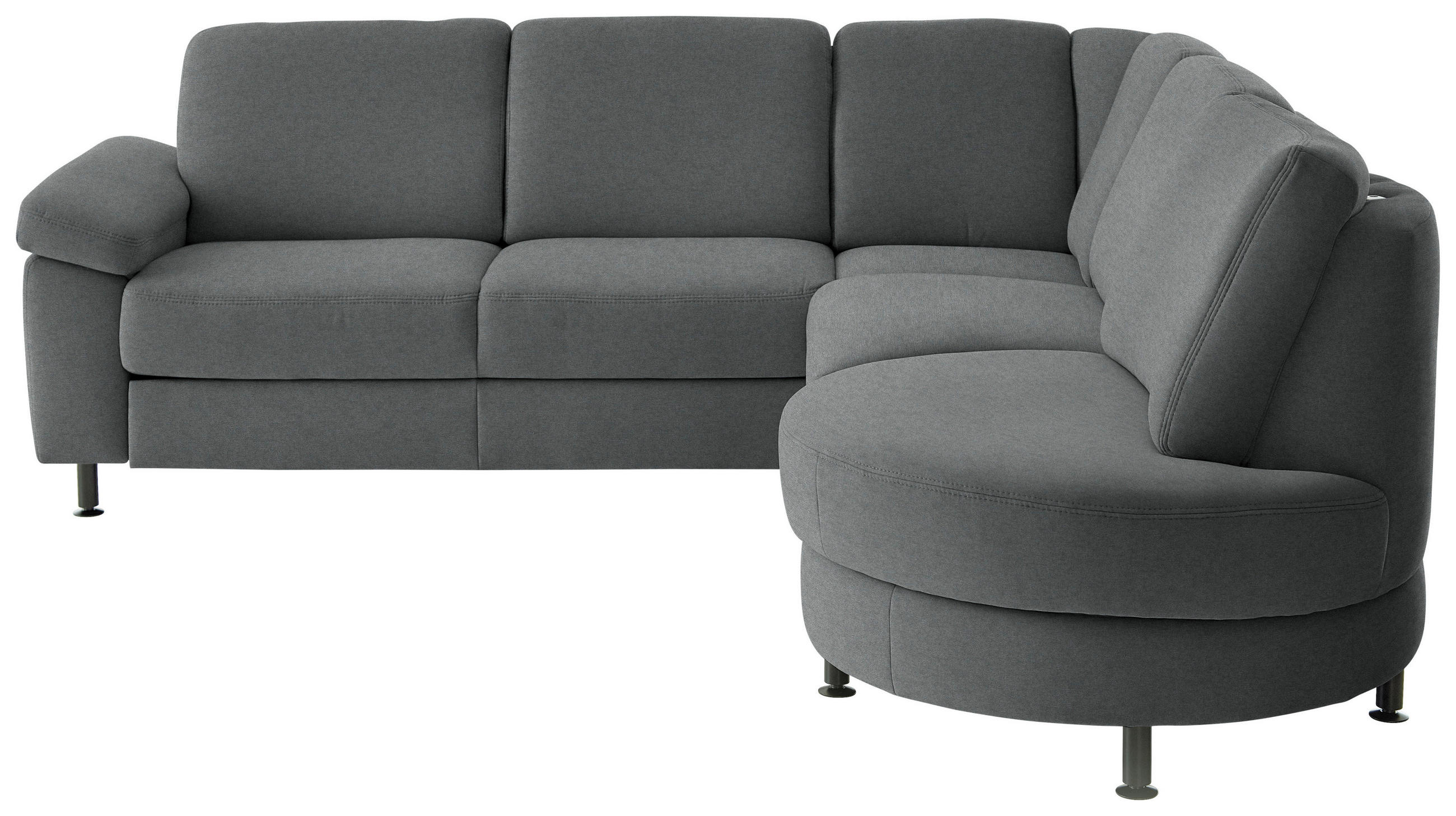 ECKSOFA Flachgewebe Anthrazit  - Anthrazit/Schwarz, Konventionell, Textil/Metall (248/252cm) - Beldomo Comfort