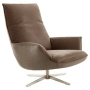 SESSEL in Leder, Textil Braun - Edelstahlfarben/Braun, Design, Leder/Textil (80/102/102cm) - Koinor