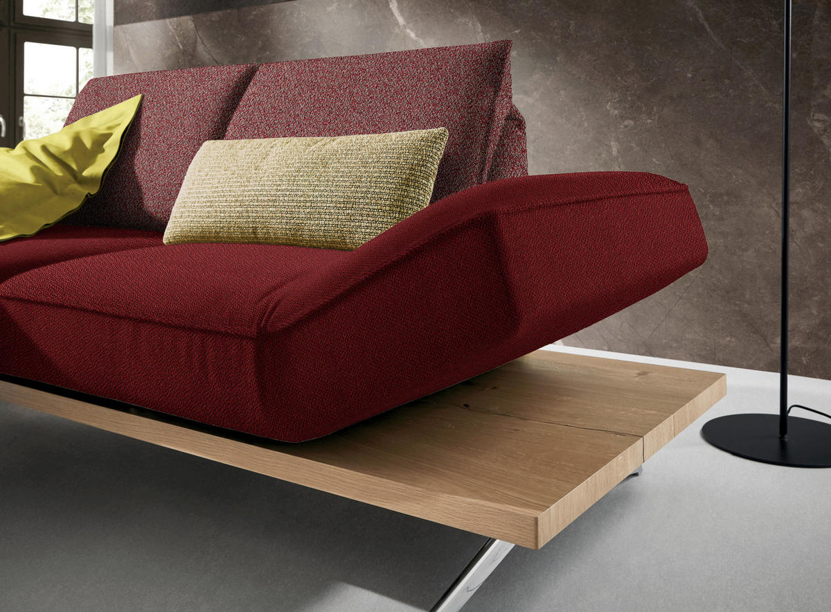 ECKSOFA in Flachgewebe Rot  - Chromfarben/Rot, Design, Holz/Textil (132/240cm) - Koinor