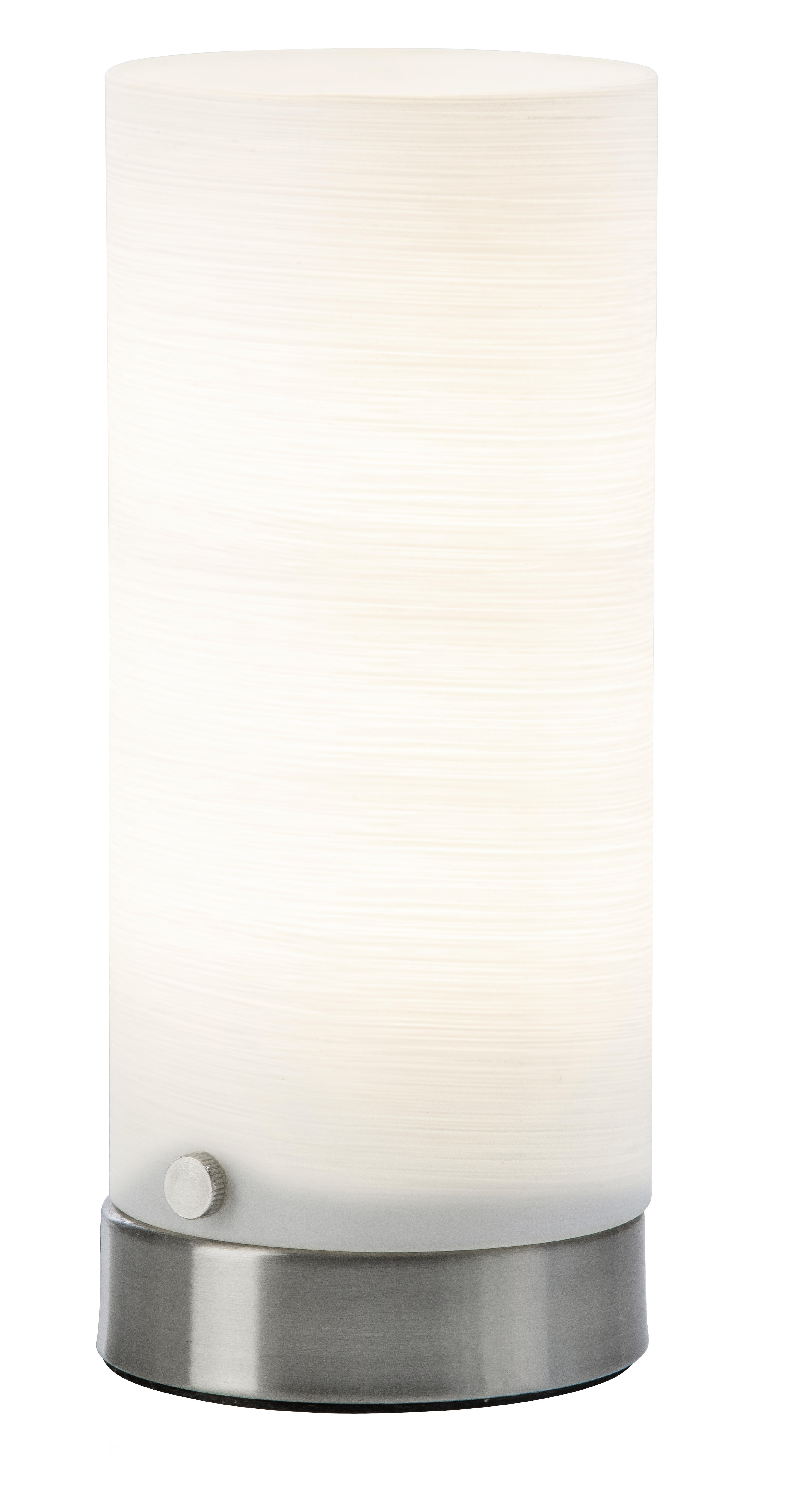 LED-TISCHLEUCHTE Maik 8,5/20 cm   - Weiß/Nickelfarben, Basics, Kunststoff/Metall (8,5/20cm)