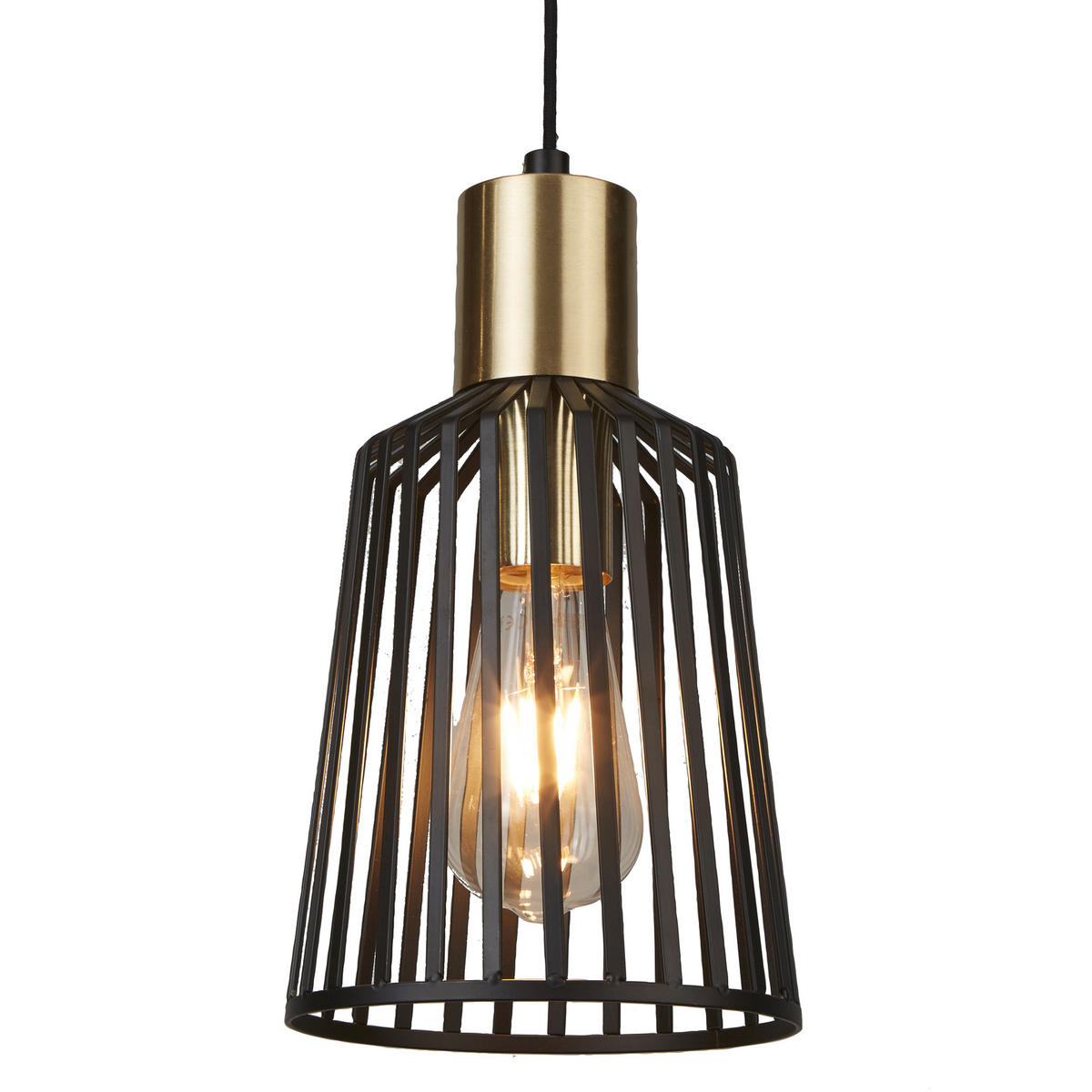 LAMPĂ SUSPENDATĂ  - negru/alămiu, Basics, metal (16/150cm)
