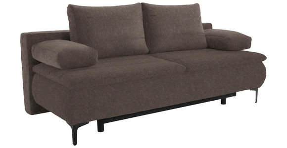 BOXSPRINGSOFA Flachgewebe Dunkelbraun - Dunkelbraun, KONVENTIONELL, Textil/Metall (204/93/100cm) - Novel