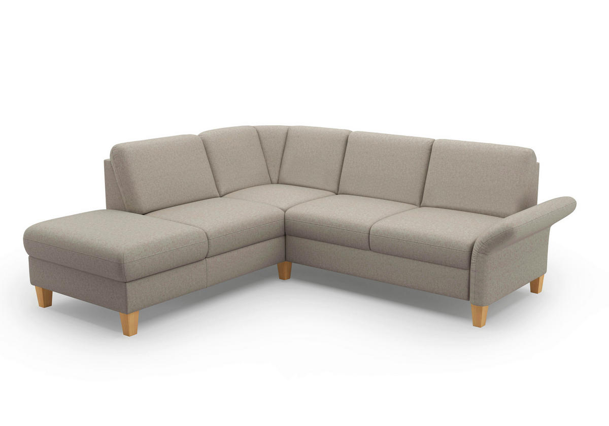 ECKSOFA ROCHELLE E Taupe Flachgewebe  - Taupe/Eichefarben, KONVENTIONELL, Holz/Textil (216/240cm) - Sit & More