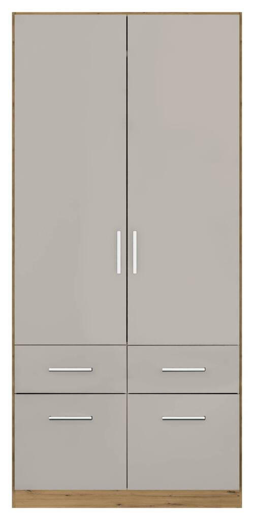 DREHTÜRENSCHRANK 91/197/54 cm 2-türig Hellgrau, Eiche Artisan  - Chromfarben/Hellgrau, MODERN, Holzwerkstoff/Kunststoff (91/197/54cm) - Rauch Möbel