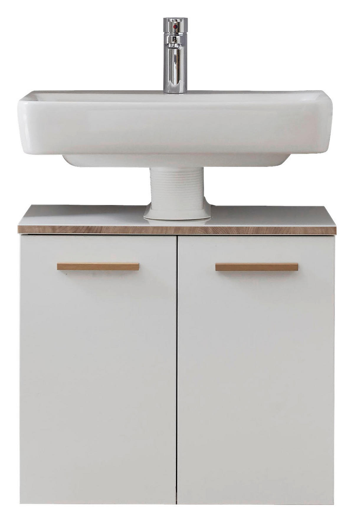 WASCHBECKENUNTERSCHRANK 60/53/33 cm  - Weiss/Eichefarben, Konventionell, Holz/Holzwerkstoff (60/53/33cm) - Xora