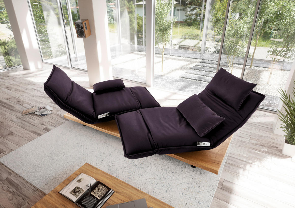 2-SITZER-SOFA in Echtleder Violett  - Eichefarben/Violett, Natur, Leder/Holz (240/63/115cm) - Koinor