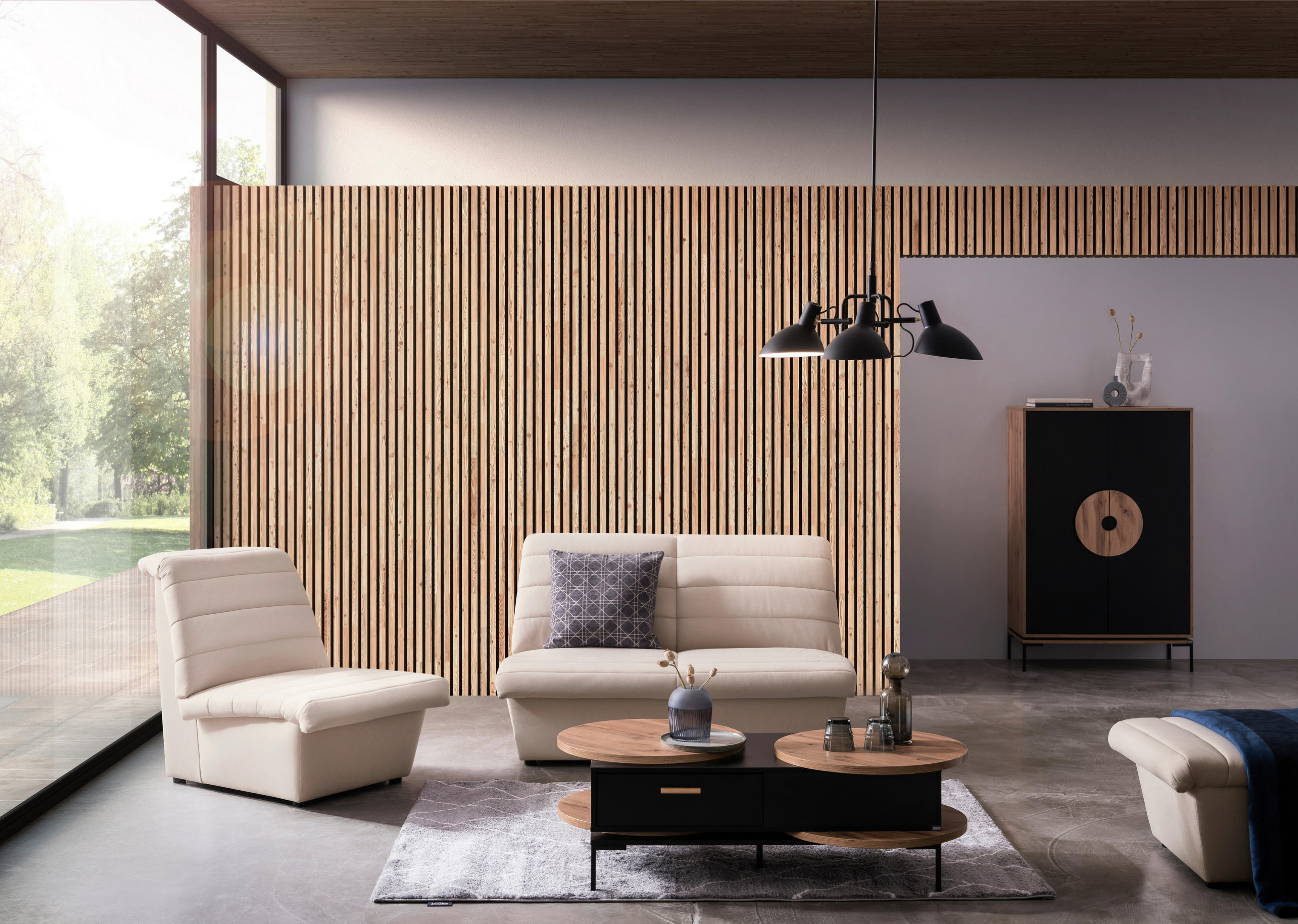 SESSEL Webstoff Ecru    - Ecru/Schwarz, Design, Kunststoff/Textil (72/92/103cm) - LOOKS by W.Joop