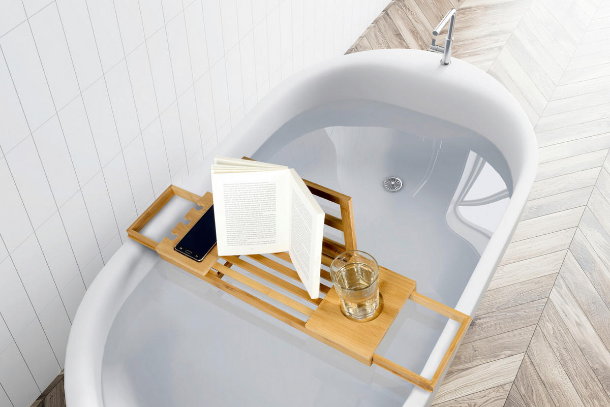 BADEWANNENABLAGE - Braun, Basics, Holz (92/18/20cm)