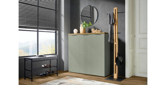 SCHUHSCHRANK 120/115/34 cm - Eichefarben/Schwarz, Design, Holzwerkstoff/Kunststoff (120/115/34cm) - Xora