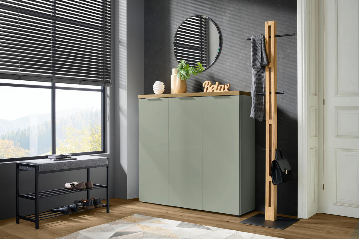 SCHUHSCHRANK Idea  in 120/115/34 cm  - Eichefarben/Schwarz, Design, Holzwerkstoff/Kunststoff (120/115/34cm) - Xora