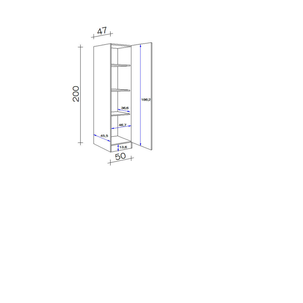Thumbnail - FlexWell Geschirrschrank, Weiß, Kunststoff, 3 Fächer, einzeln stellbar, 50x200x47 cm, Made in Germany, individuell planb...
