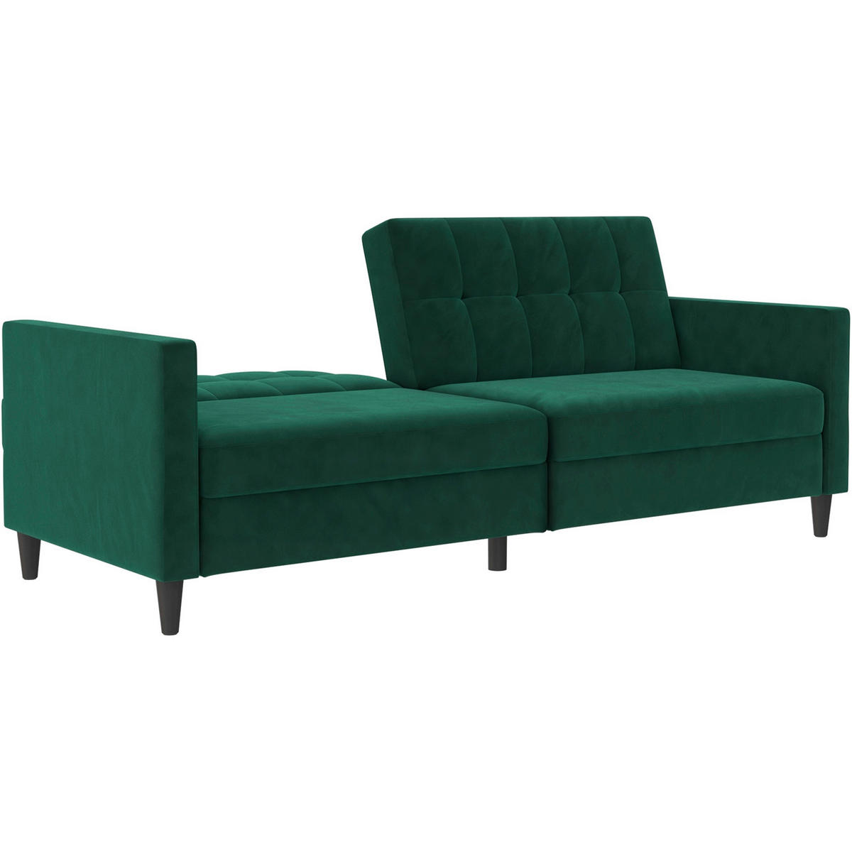 SCHLAFSOFA HANNOVER in Samt Dunkelgrün Vintage, Skandinavisch, Modern  - Dunkelgrün/Schwarz, Basics, Kunststoff/Textil (203/82/83cm) - Livetastic