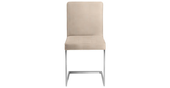 SCHWINGSTUHL  in Stahl Mikrofaser  - Edelstahlfarben/Beige, Design, Textil/Metall (45/91/58cm) - Moderano