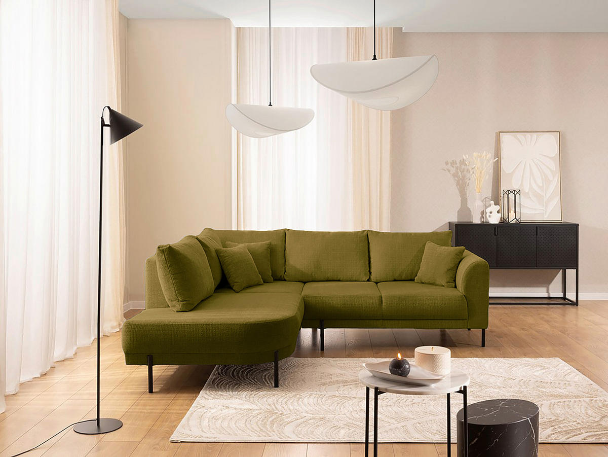 ECKSOFA Mauris Grün Chenille Rückenkissen  - Schwarz/Grün, Design, Kunststoff/Textil (200/233cm) - Livetastic