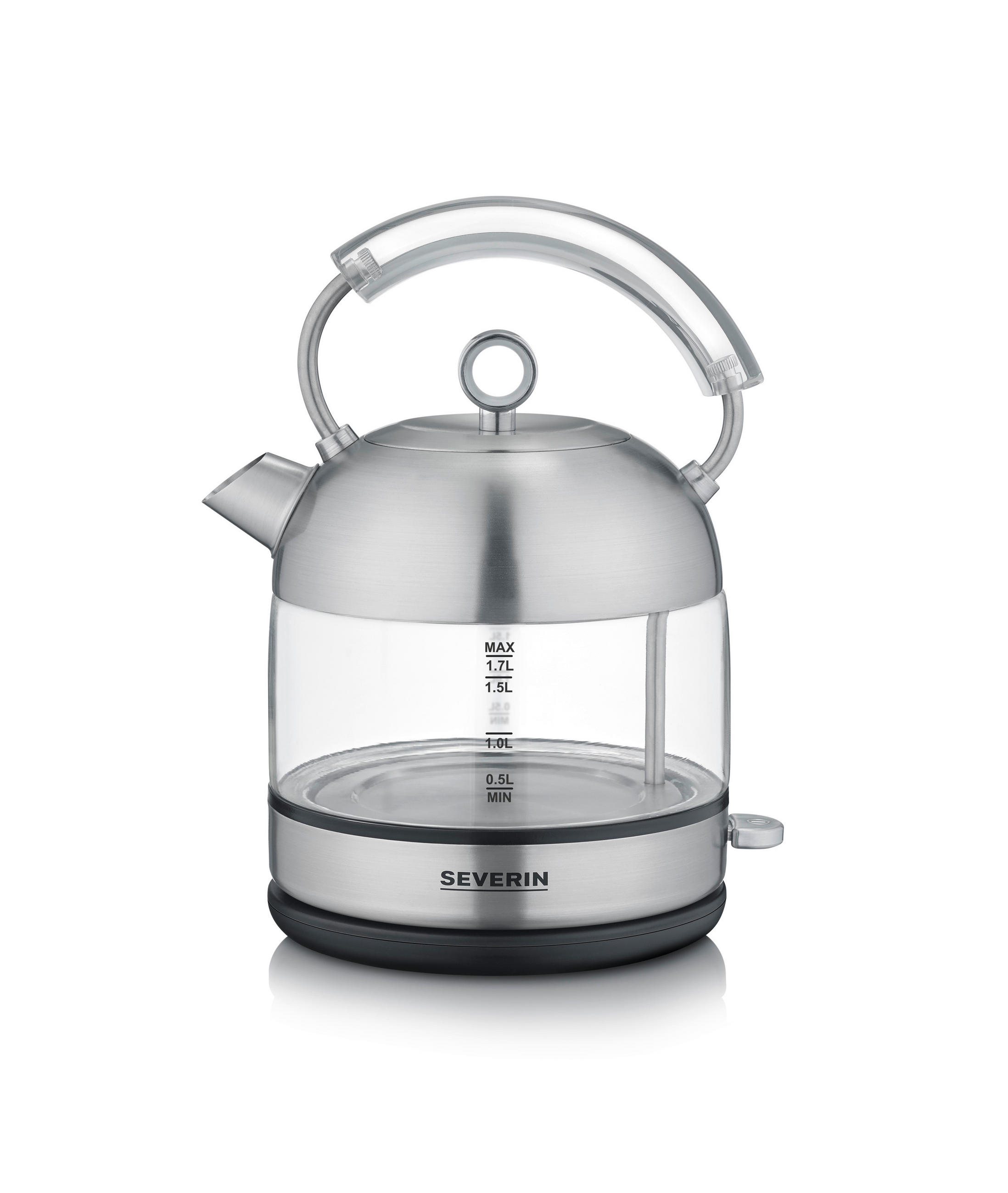 WASSERKOCHER 1,7 L - Edelstahlfarben, Basics, Glas/Metall (22,5/18,5/29,5cm) - Severin