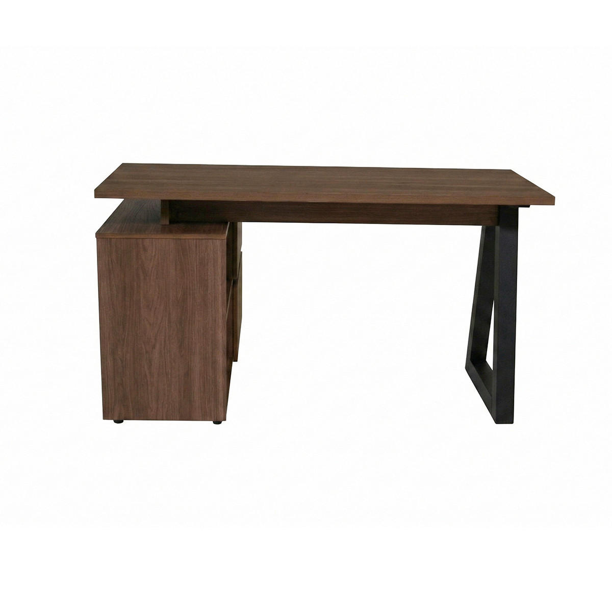 ECKSCHREIBTISCH 140/110/76 cm Schwarz, Walnussfarben Stauraum, seitenverkehrt montierbar  - Walnussfarben/Schwarz, Design, Holzwerkstoff (140/110/76cm) - MID.YOU