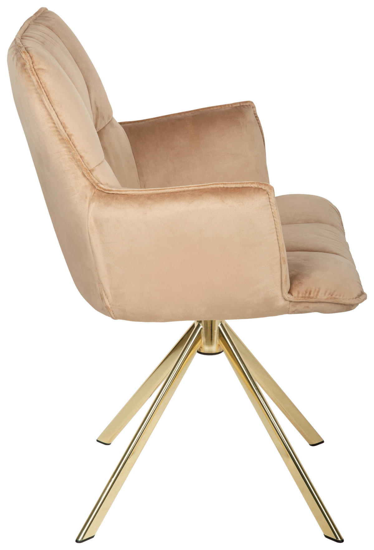 ARMLEHNSTUHL  in Edelstahl Samt  - Hellbraun/Goldfarben, Design, Textil/Metall (59/89,5/63cm) - Novel
