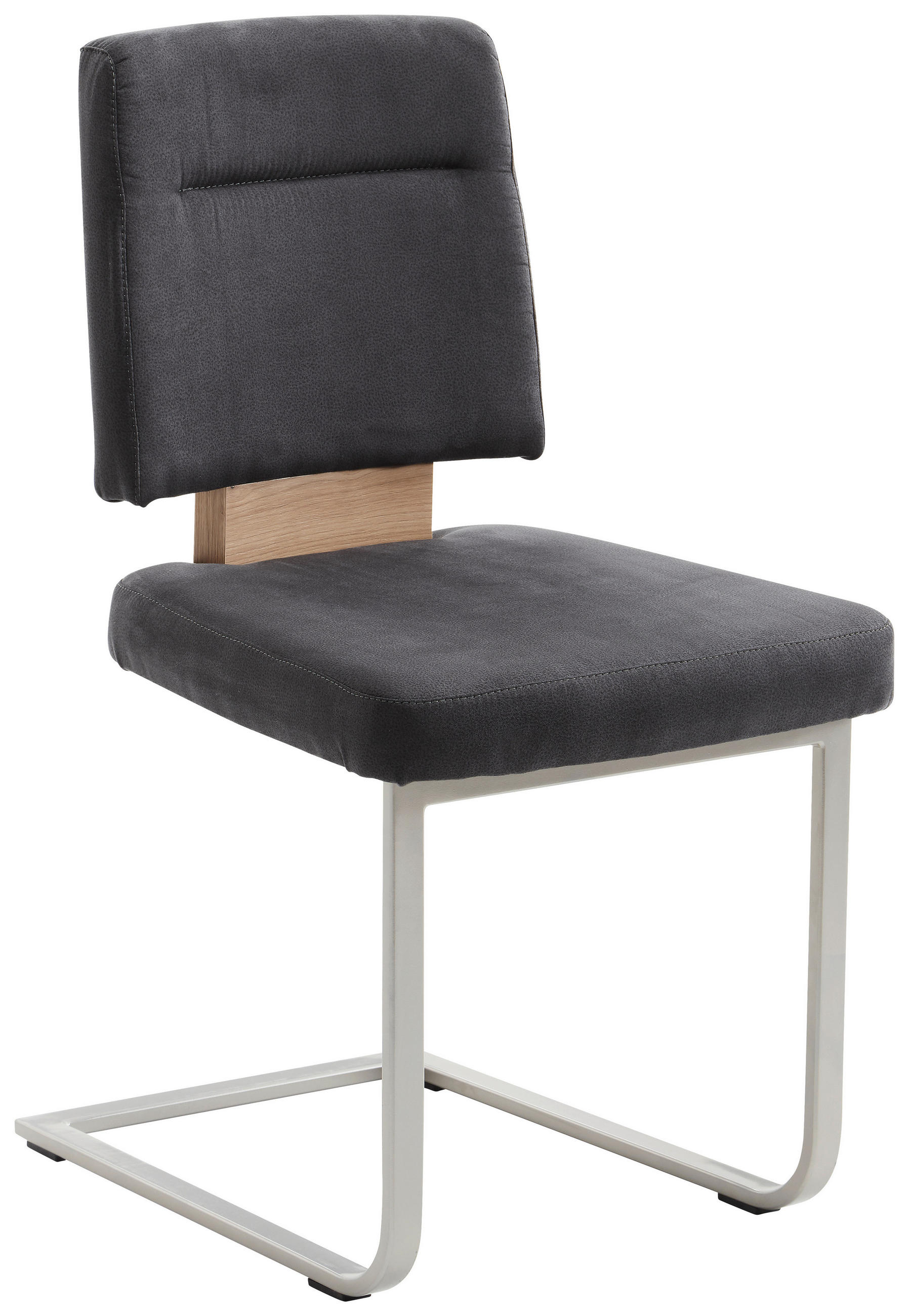 NIHAJNI STOL, kovina, tekstil, leseni material rjava, srebrne barve, hrast artisan  - srebrne barve/rjava, Konvencionalno, kovina/tekstil (51/89/47cm) - Cantus