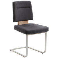 SCHWINGSTUHL   beflockt  - Edelstahlfarben/Eichefarben, KONVENTIONELL, Textil/Metall (51/89/47cm) - Cantus