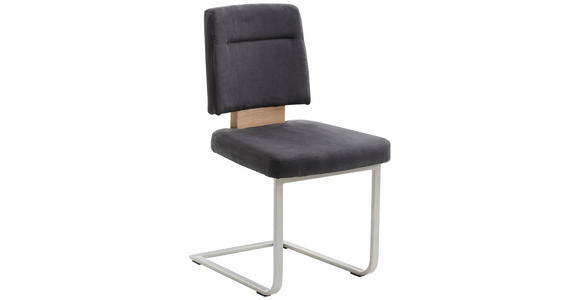 SCHWINGSTUHL   beflockt  - Edelstahlfarben/Eichefarben, KONVENTIONELL, Holzwerkstoff/Textil (51/89/47cm) - Cantus