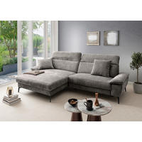 ECKSOFA Chenille Anthrazit  - Anthrazit/Schwarz, Konventionell, Textil/Metall (178/300cm) - Livetastic