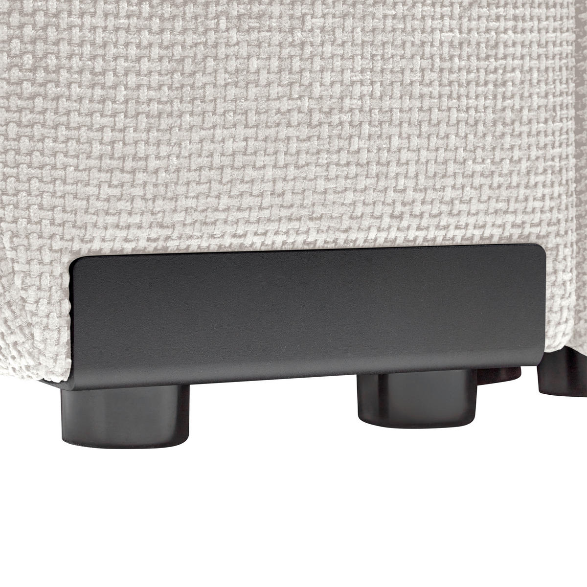 ECKSOFA Flachgewebe Creme  - Schwarz Hochglanz/Creme, Modern, Textil/Metall (273/93/166cm) - MID.YOU