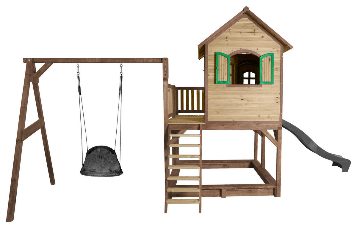 SPIELTURM 613/291/277 cm  - Braun/Grau, Konventionell, Holz (613/291/277cm)