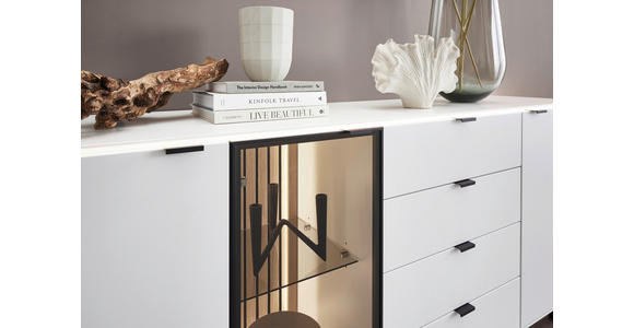 SIDEBOARD Weiß 186/82,8/46 cm - Schwarz/Weiß, Design, Glas/Holzwerkstoff (186/82,8/46cm) - Dieter Knoll