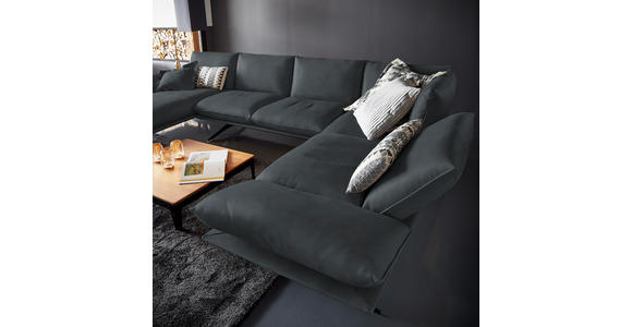WOHNLANDSCHAFT in Echtleder Grau - Schwarz/Grau, Natur, Leder/Metall (155/359/217cm) - Dieter Knoll