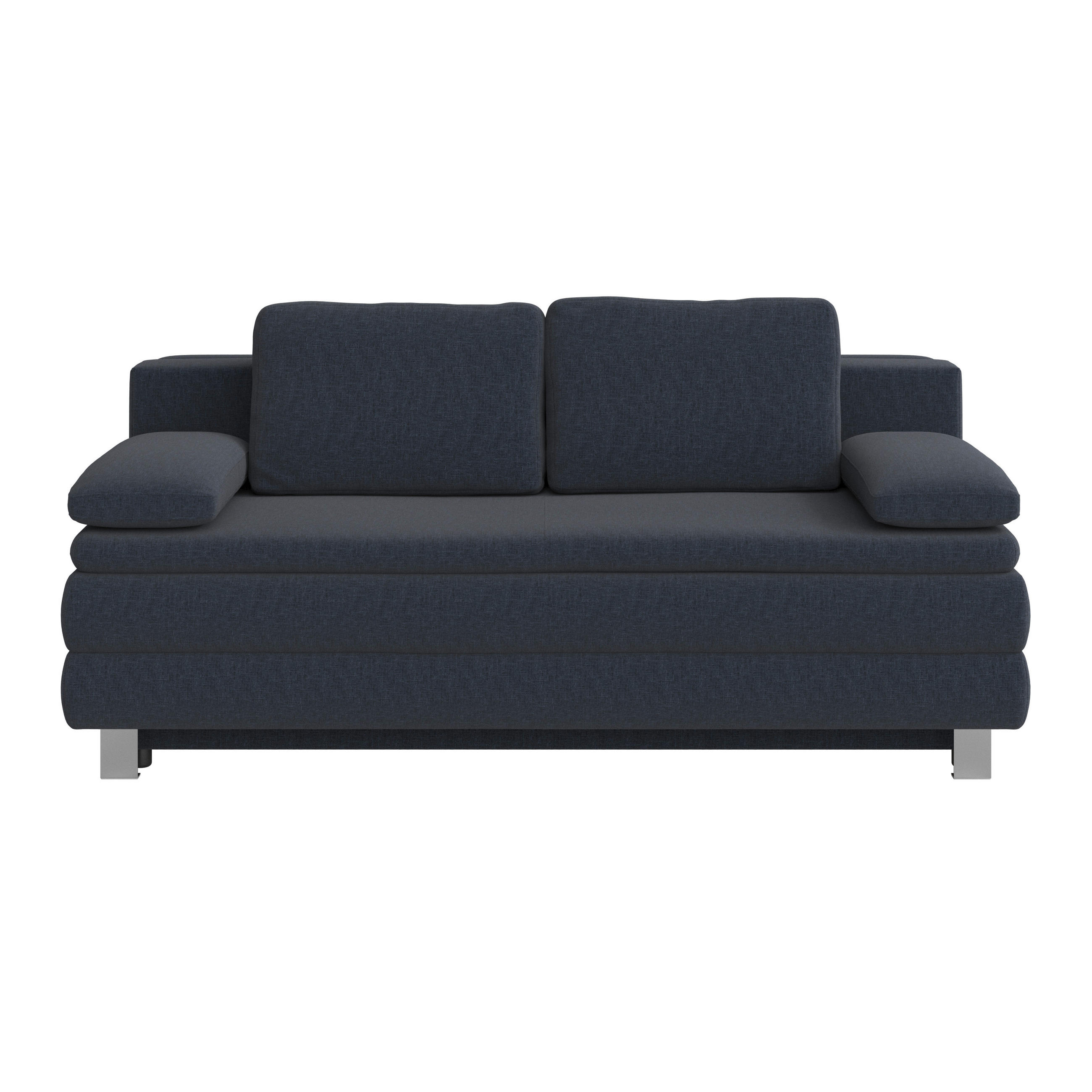 BOXSPRINGSOFA  mit Liegefunktion, Rücken echt Flachgewebe Dunkelblau  - Silberfarben/Dunkelblau, Design, Textil/Metall (202/96/105cm) - Carryhome