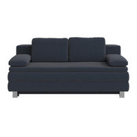 BOXSPRINGSOFA  mit Liegefunktion, Rücken echt Flachgewebe Dunkelblau  - Silberfarben/Dunkelblau, Design, Textil/Metall (202/96/105cm) - Carryhome