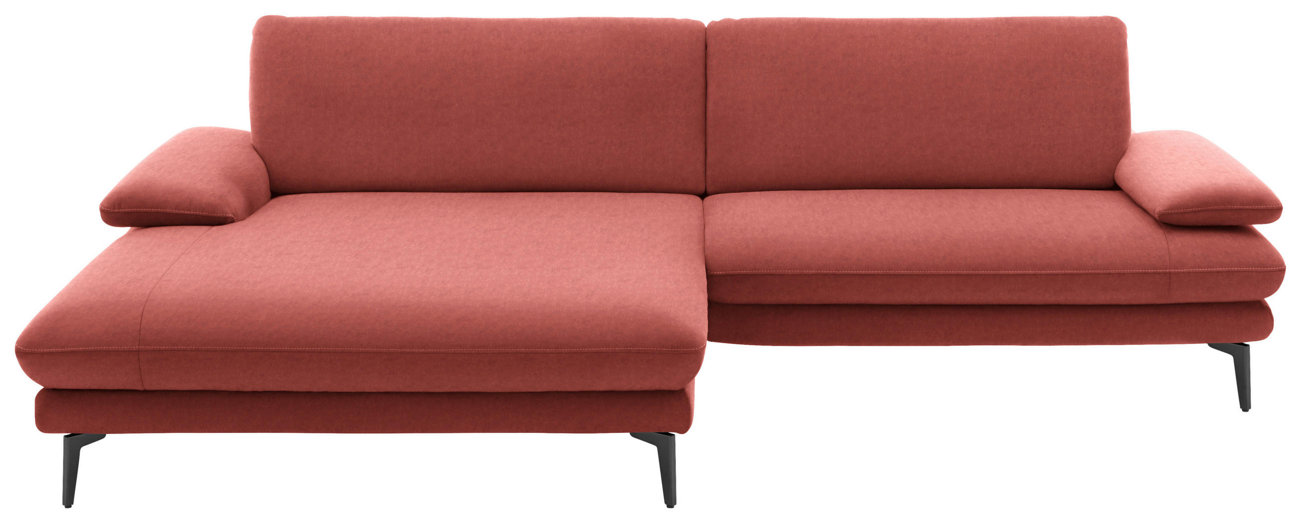 ECKSOFA in Velours Koralle  - Koralle/Schwarz, Design, Textil/Metall (184/284cm) - Dieter Knoll