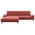 ECKSOFA  in Velours Koralle Rücken echt  184/284 cm  - Koralle/Schwarz, Design, Textil/Metall (184/284cm) - Dieter Knoll