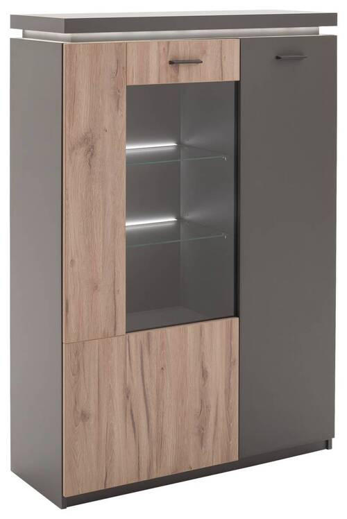HIGHBOARD Grau, Eichefarben Oberplattenbeleuchtung  - Eichefarben/Anthrazit, Design, Glas/Holzwerkstoff (98/143/38cm) - Carryhome