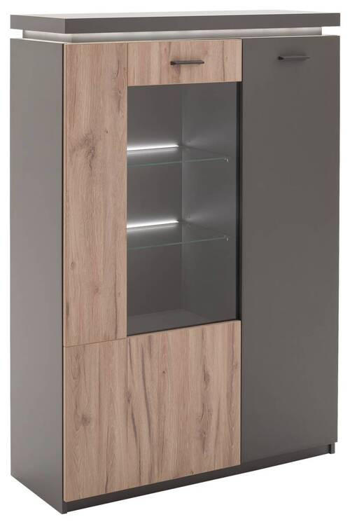 HIGHBOARD Grau, Eichefarben Oberplattenbeleuchtung - Eichefarben/Anthrazit, Design, Glas/Holzwerkstoff (98/143/38cm) - Carryhome
